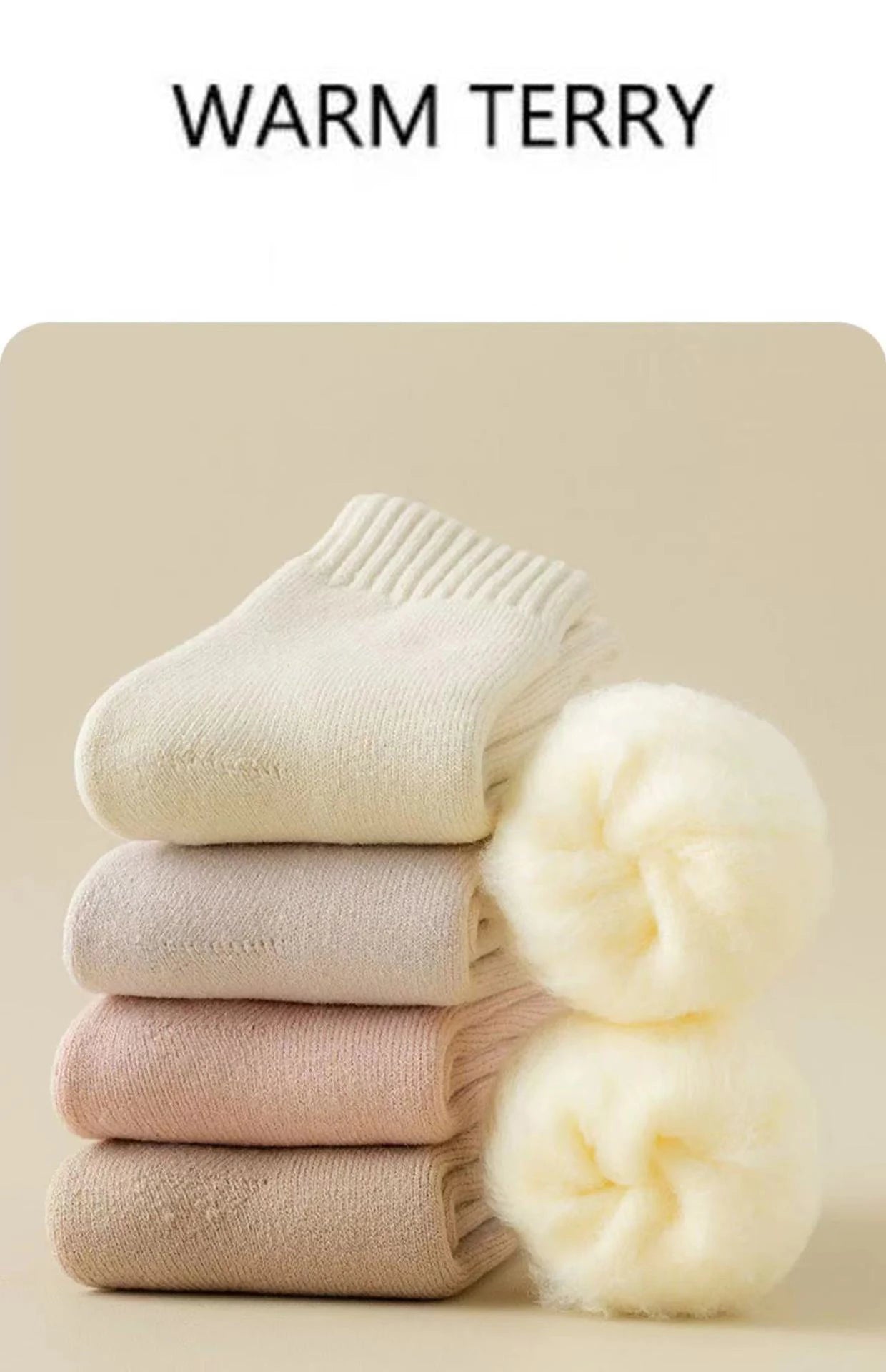3 Pairs Wool Socks Women Winter Warm Thicken Snow Boot Markron Color Plush Hairy Soft Mid Tube Stockings Floor Sleep Socks White.