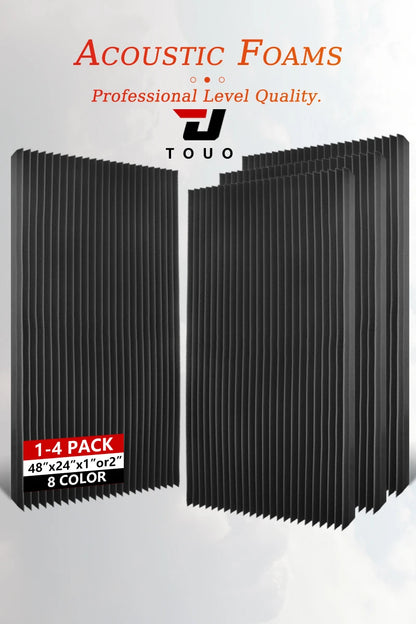 TOUO Acoustic Panels Wedge Foam 47.2"x23.6" 1-4Pack Noise Reducing Soundproof Wall Tiles for Home Theater Bar Studio