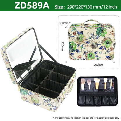 Large Capacity Makeup Case with LED Mirror Multiple Size Options Cosmetic Box LED Mirror Makeup Storage Box for Beauty Salons