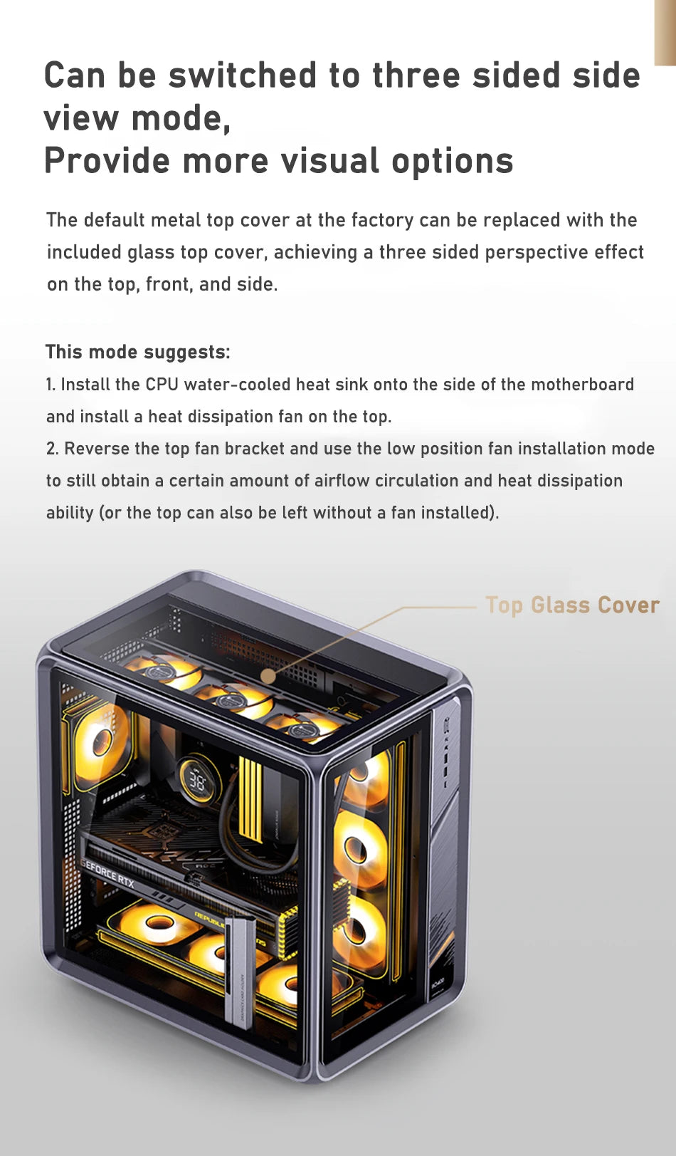 JONSBO BO400 ATX Desktop Case Aluminum Side View Sea View Room Chassis Supports 360 Water-cooled 10 Fan Positions.