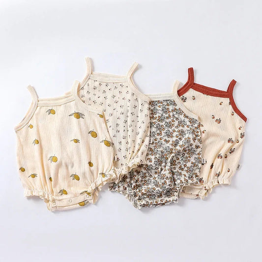 0-24m Neugeborenes Kind Baby Stram pler Mädchen Jungen Sommerkleid ung ärmel los schulter frei Overall niedlichen süßen Bodysuit Outfit.