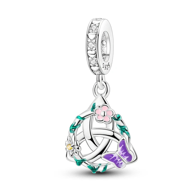 Fit Original Bracelet 925 Silver Butterfly and Sunflower Heart Shape Charms Beads For Women Jewelry Making Fashion Pendant