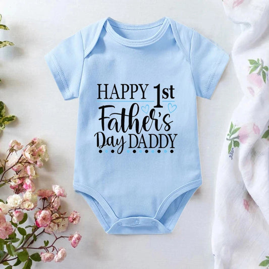Happy 1st Vatertag Papa Druck neugeborenes Baby Jungen Mädchen Stram pler Kleidung Kleinkind Sommer Kurzarm Body Väter Tag Geschenke.