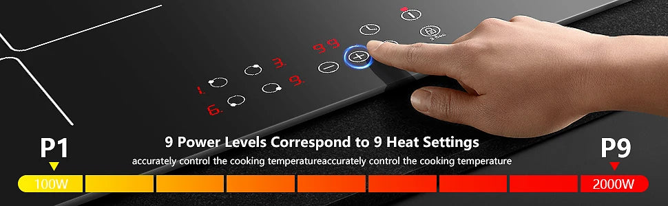 Induction Hob 4 Plates Built-in Electric Cooktop 60cm Booster Touch Control 6000W 9 Power Levels 1-99Minute Timer Child Lock.