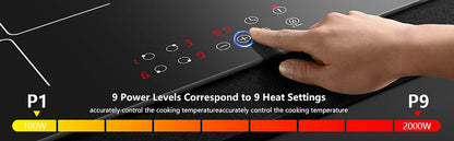 Induction Hob 4 Plates Built-in Electric Cooktop 60cm Booster Touch Control 6000W 9 Power Levels 1-99Minute Timer Child Lock.