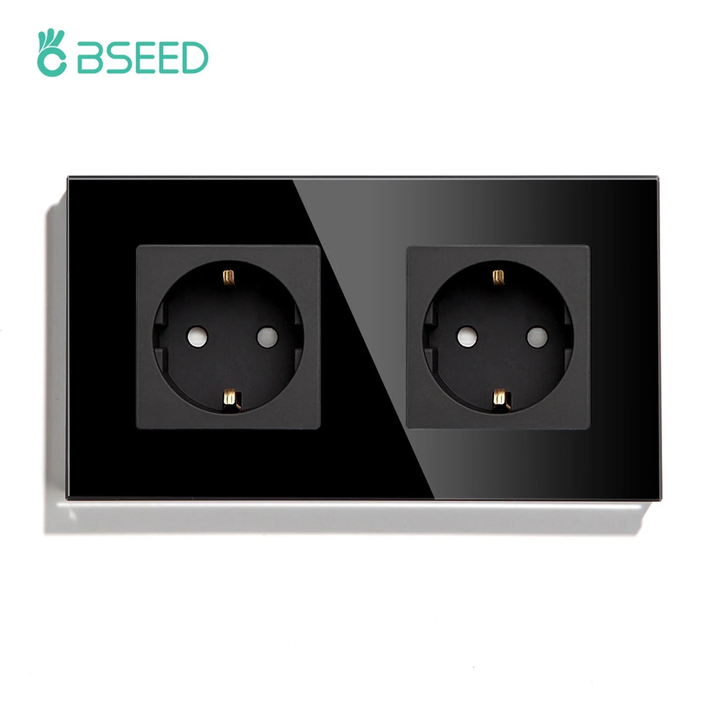 BSEED Einzel-EU-Glassteckdose mit USB-Wandsteckdosen, doppelte Steckdosen, dreifache Steckdosen, USB-Typ-C-Anschlüsse, Schwarz, 16 A