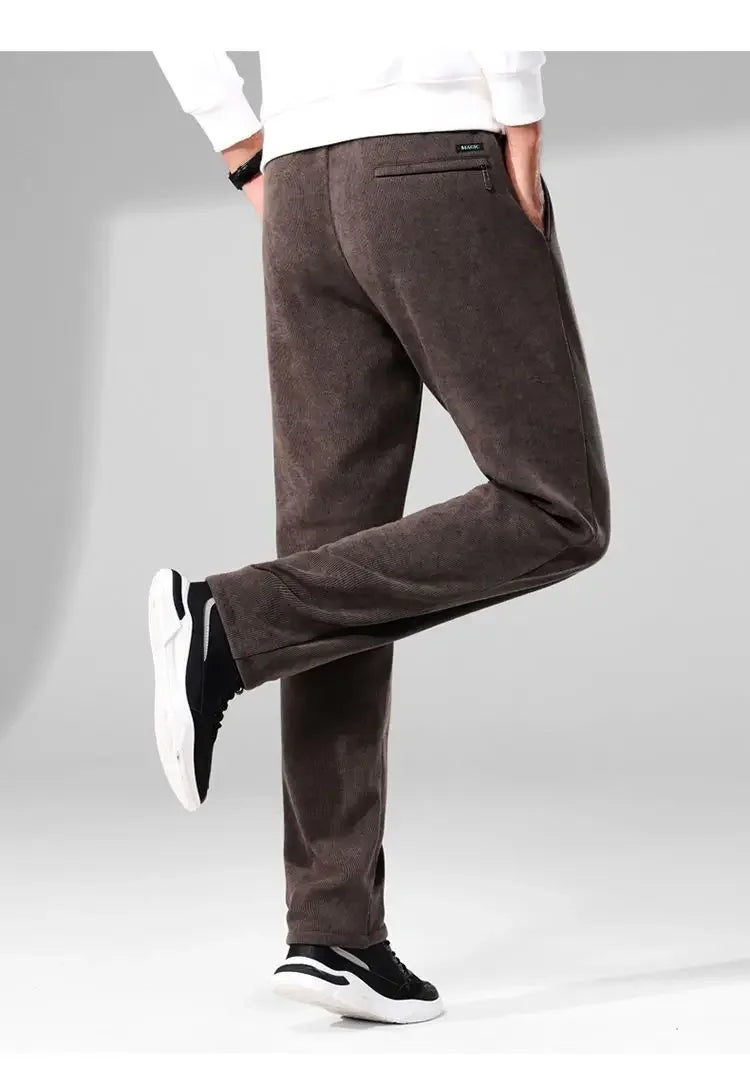Herren-Freizeithose, verdickt, gerades Bein, warm, Herbst-Winter-Oberbekleidung, modisch, vielseitig, lockere Passform, sportlicher Stil