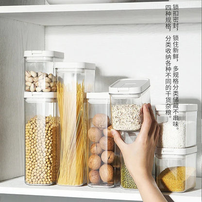 Clear Food Grade Plastic Storage Jar Airtight Seal for Kitchen Snacks Cereals Beans Kitchen Storage Organizer Kitchen Storage.
