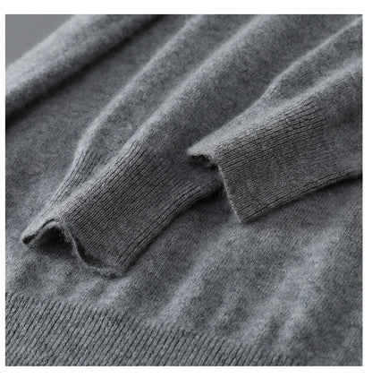 2025 Autumn Winter New Men's Wool Sweater Solid Color V-Neck Pullover Sweater Casual Loose Business Knit Plus Size Base Sweaters.