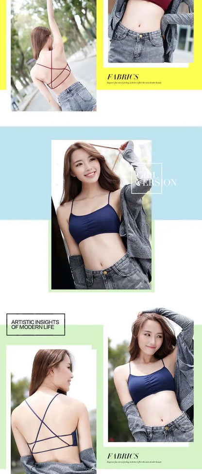 3pcs Womens Top Cross Strap Sports Bra Thin Push Up Sport Bra Yoga Gym Crop Tops Brassiere Fitness Breathable Girls Student Bras.