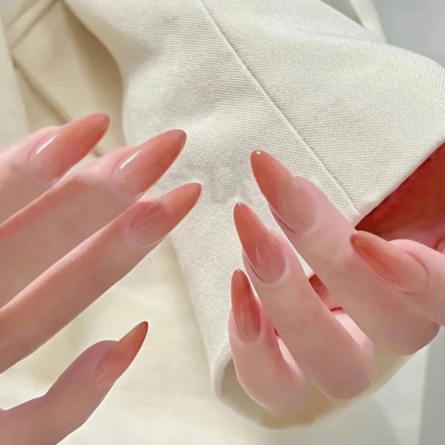 24pcs Black Gradients Long Paragraph Fashion Manicure Patch Reusable Adhesive False Nails Almond Fake Nails Press On Stiletto.