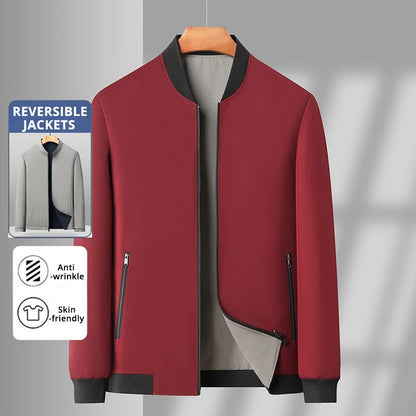 Premium Wrinkle Free Reversible Breathable Baseball Collar Men Blazer Jacket Business Casual Windbreaker Lightweight Coats.