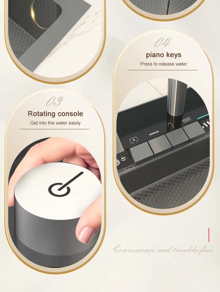 Edelstahl-Küchenspüle mit Wasserfall-Wasserhahn, integrierte Digitalanzeige, geprägtes Waschbecken für die Küche