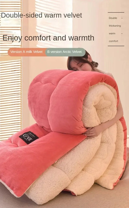 Lamb Velvet Winter Quilt Machine Washable Soft and Warm Blanket Spring and Autumn Quilt Super Warm Bedding Queen Comforter 겨울 이불.
