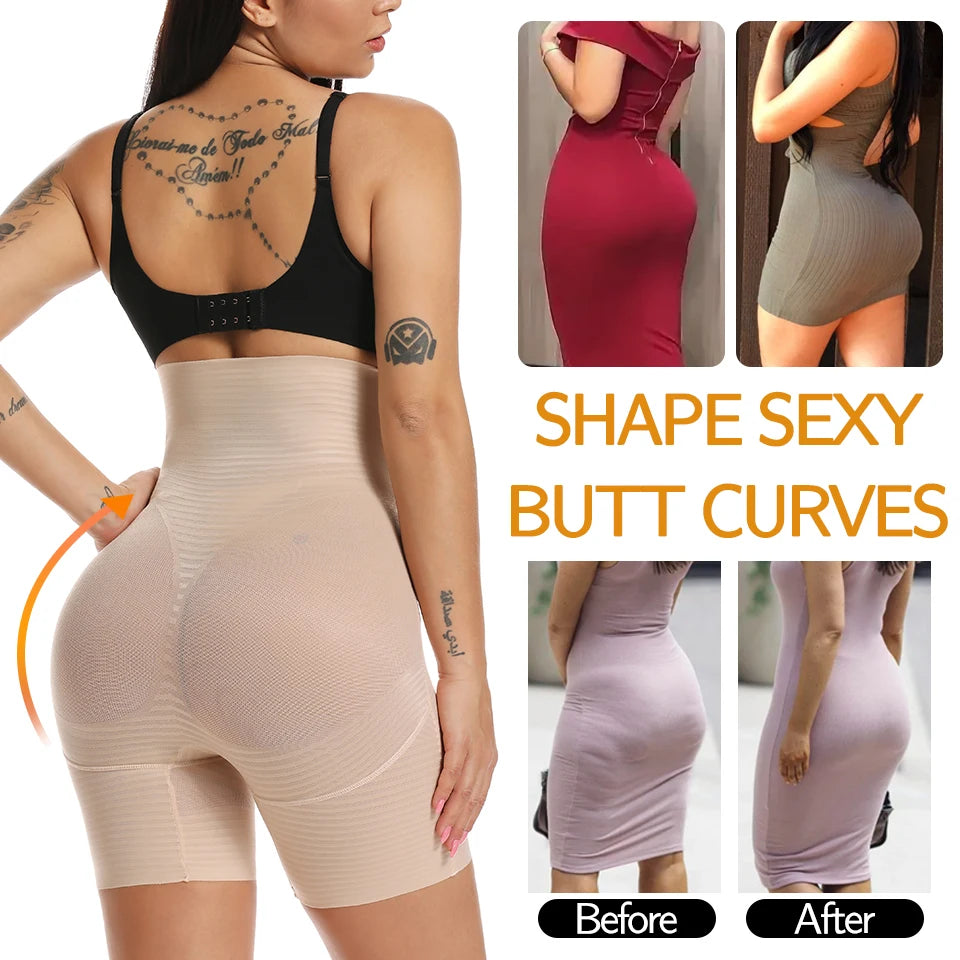 Women Body Shaper High Waisted Trainer Tummy Control Panties Butt Lifter Slimming Underwear Waist Cincher Shapewear Shorts.