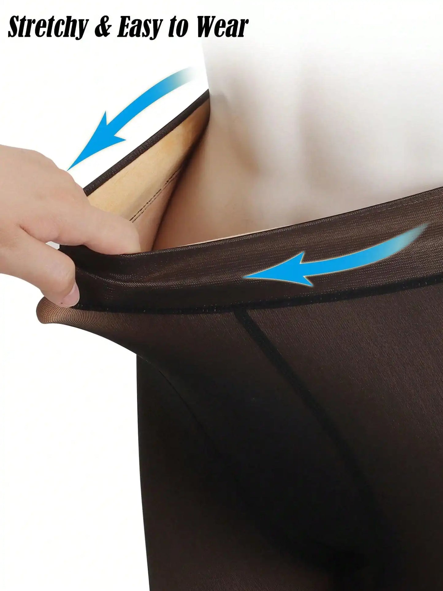 Luxtrada Womens Plus Size Thick Winter Tummy Control Fleece Lined Sheer Tights Fake Translucent Warm Leggings Thermal Opaque