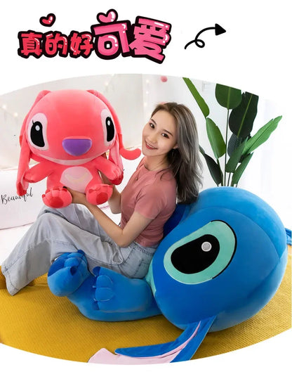 80cm Big Size Disney LILO & Stitch Anime Plush Stuffed Doll Room Plushies Pillow Ornaments Peluche Children's Holiday Gifts.