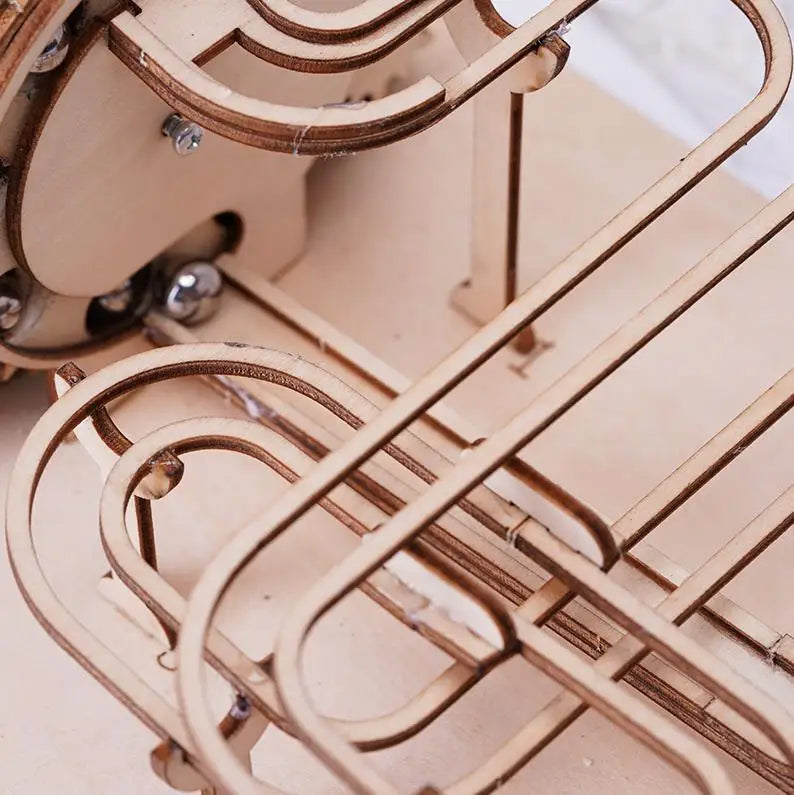 3d Wooden Puzzle Marble Runs Mechanical Puzzles Self Assembly Toy STEAM Educational Toys Model Building Kits for Kids Adult Gift.