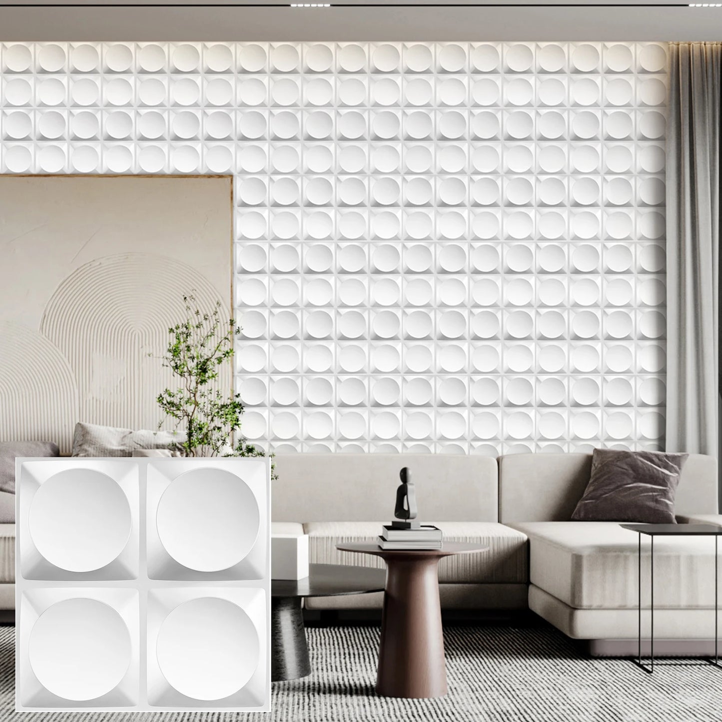 KUUJOJO 12pcs 3D textured wall panel for indoor wall decoration, suitable for living room, hall, bedroom, hotel, office