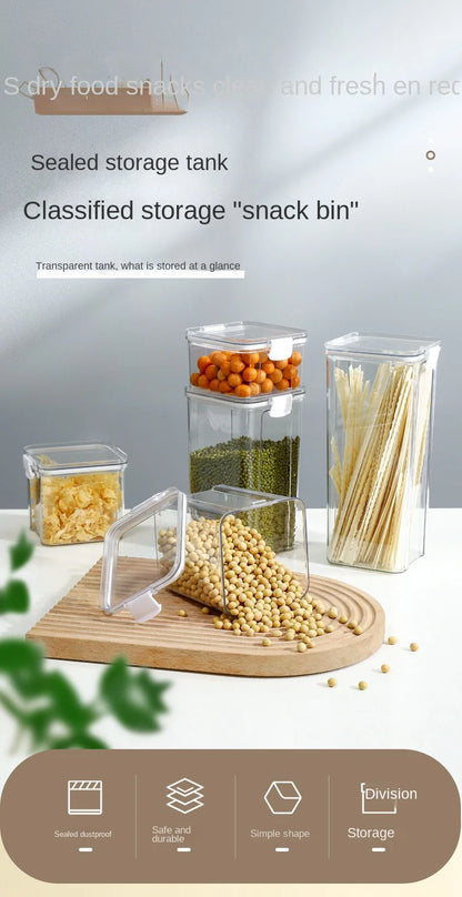 Large Capacity Waterproof Transparent Sealed Jar Multi-size Scene Kitchen Candy Dried Grain Storage With Lid Fridge Storage Tank.