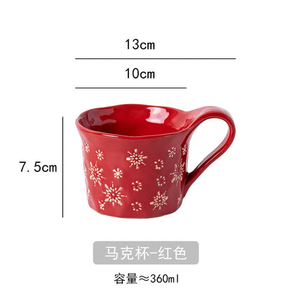 1PC Exquisite Christmas Tableware Ceramic Plates Fruit Salad Plates Breakfast Milk Mugs Household Kitchen Ceramic Noodle Bowls.