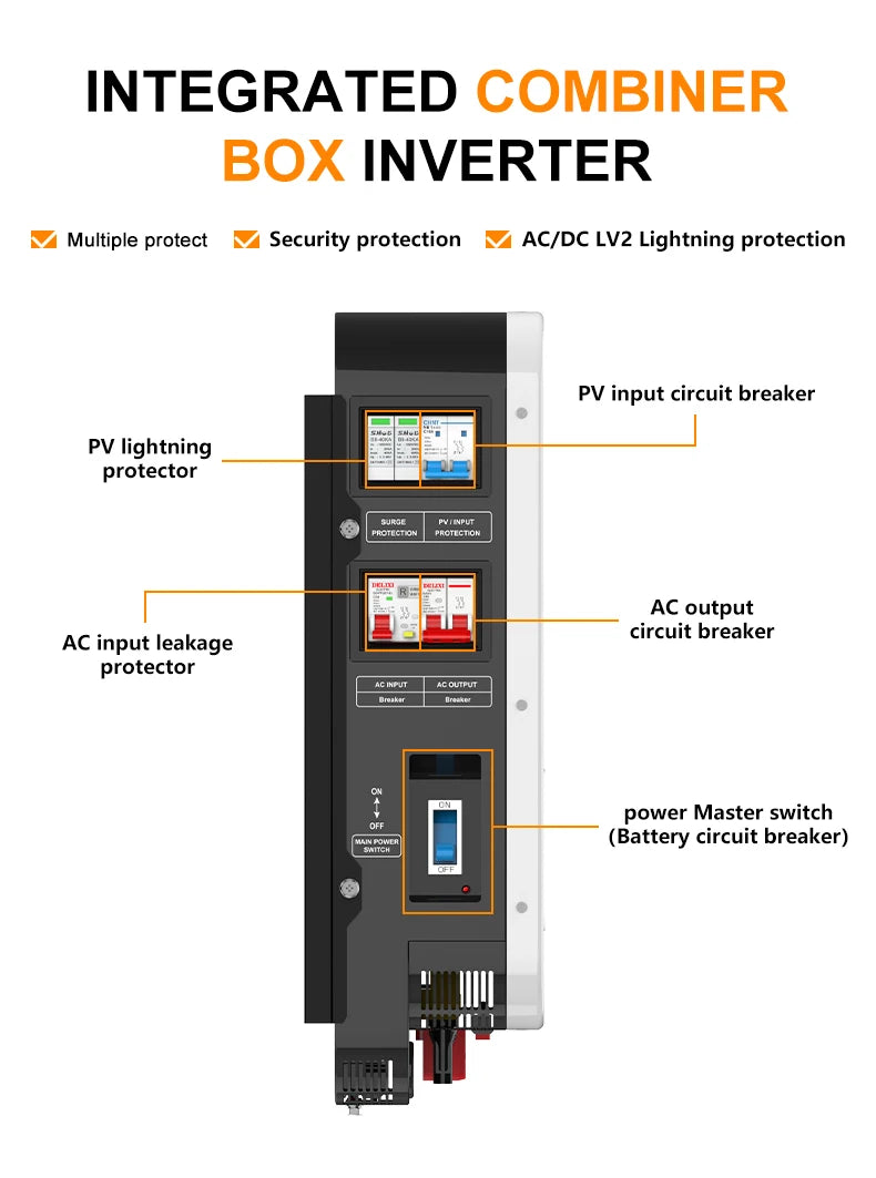 FCHAO sine wave inverter WiFi APP remote control solar photovoltaic hybrid 24V48V off-grid MPPT high power 6.2KW energy-saving.
