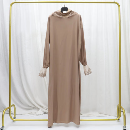 2025 Latest Lace Hoodie Soft And Comfortable jilbab One Piece Long Robe Prayer Abaya Jilbab Nikab Abaya Muslim Dress for Women.