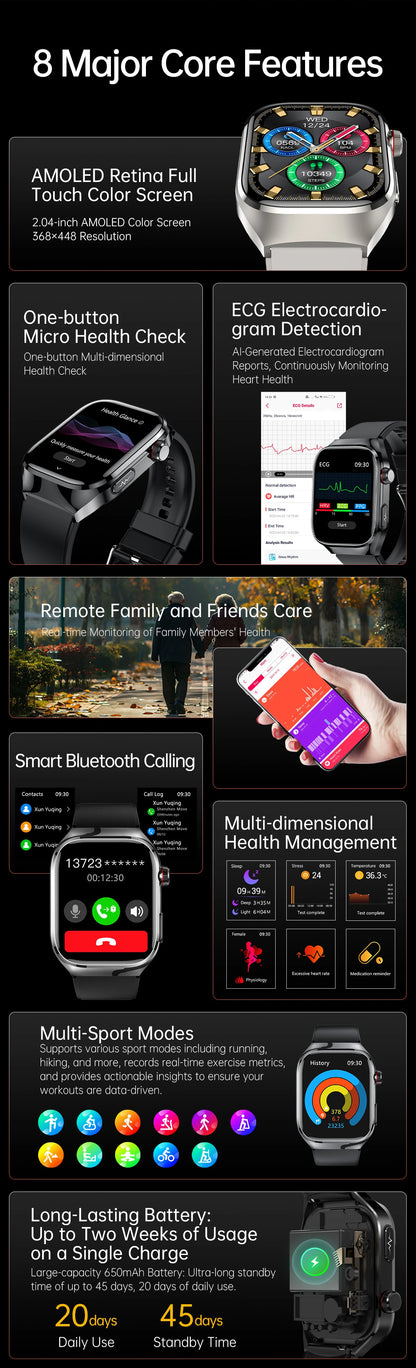 2025 New For XIAOMI Uric acid Blood lipids Smart Watch Men ECG+PPG Blood pressure Blood oxygen Bluetooth Call Health Smartwatchs.