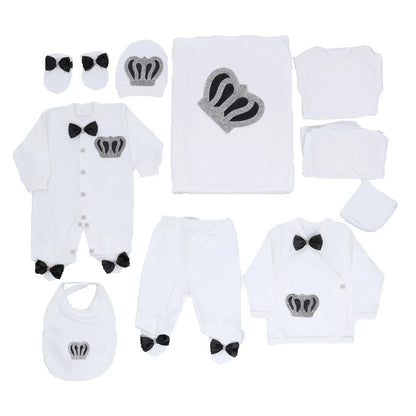 10-teiliges blaues 100 % Baumwollgewebe, gestrickt, Großhandel, individuell gestaltet, Neugeborene, neues Design, Winterkleidung, Kleidung, Luxus-Baby-Strampler-Set.