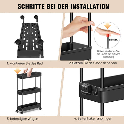 Pipishell Slim Aufbewahrungswagen mit Rädern, Badezimmerwagen-Organizer, Badezimmer-Aufbewahrung, klein, Rollwagen für Badezimmer, Waschküche