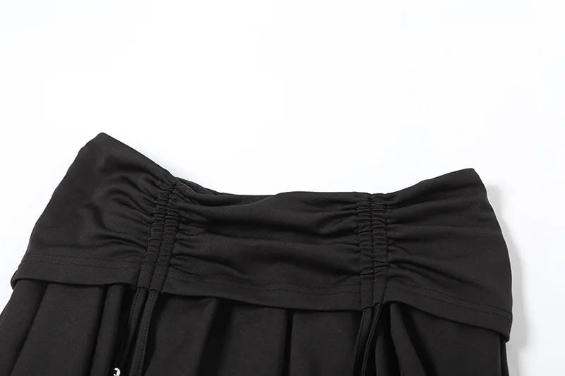 Goth Dark Mall Gothic Dropped Waist Drawstring Mini Skirt Punk Grunge Women Irregular Hem A-line Skirts Chic E-girl Techwear Y2K.