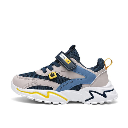 Kid Sneakers Sport Shoes for Boys Fashion Leather Children Breathable Mesh Comfort Shoes Casual Walking Outdoor Running Shoes.