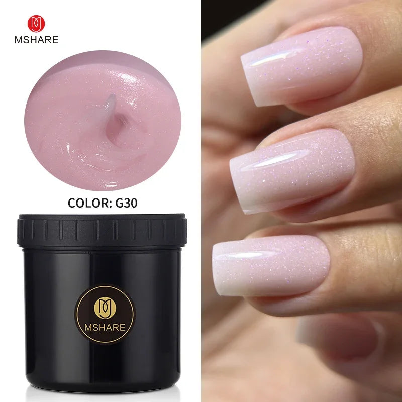 MSHARE 50g/250g Shimmer Pink White Acrylic Gel TPO Free Glitter Shiny Extension Acryl Hard Gel Nails Sculpting Construction