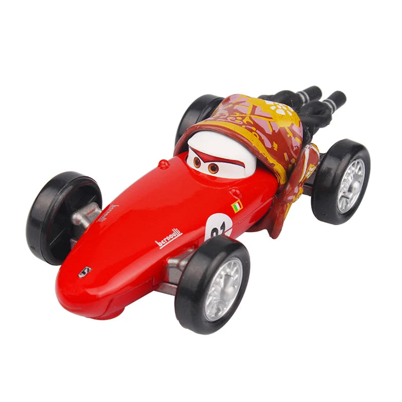 Disney Pixar Cars 2 3 Lightning McQueen Race Div Fritter Miss Tractor Frank 1:55 Diecast Metal Alloy Model Car For Kid Xmas Gift