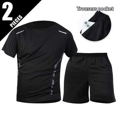 1/2/4 Piece Men's Quick Drying Sports Suit Casual Breathable Short Sleeved T-shirt Pocket Versatile Shorts For Teenagers To Wear
