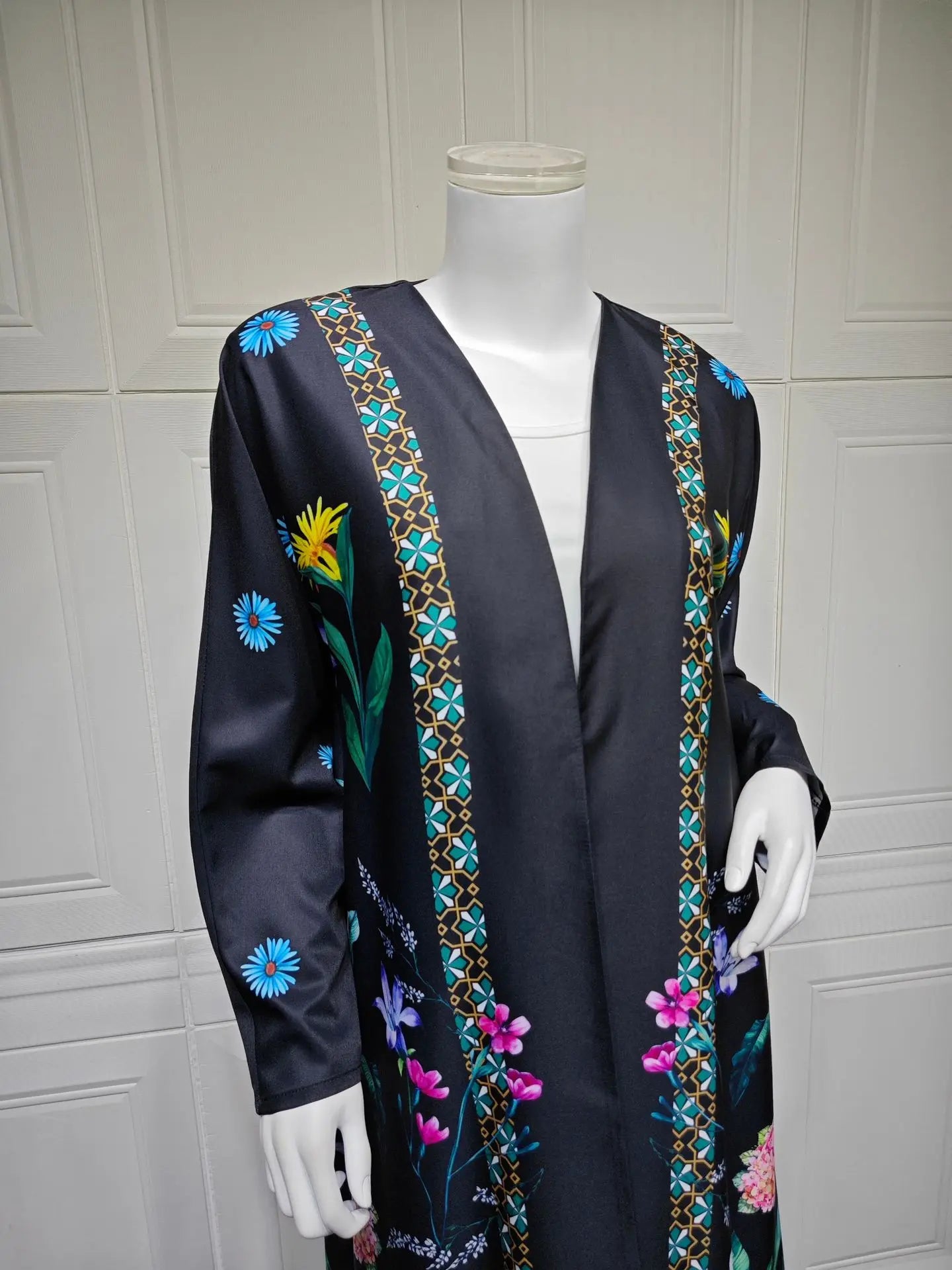 2025 Elegant Dubai Floral Print with Hijab Kimono Abaya Dress Luxury Saudi Arabia Muslim Women Islamic Middle East Turkey Robe.