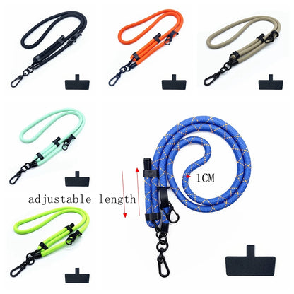 Phone Lanyard Adjustable 1 Cm Diameter Outdoor Universal Case Crossbody Shoulder Card Neck Cord Clip Hang Anti-lost Wrist Strap.