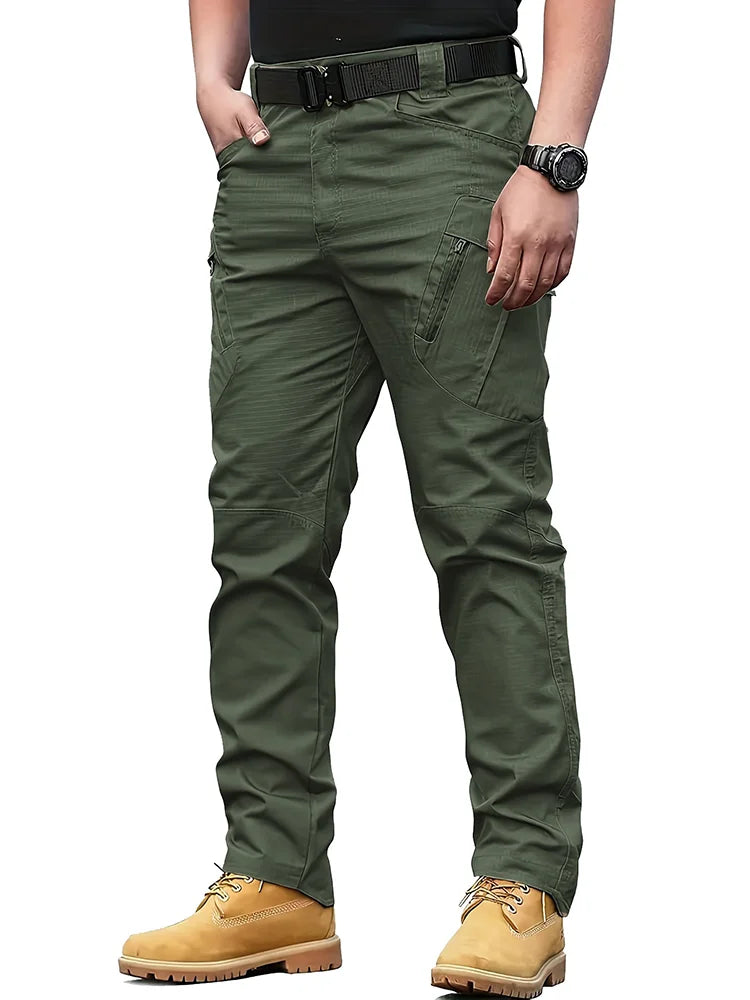 Men's multifunctional pocket tactical pants, wear-resistant Cargo Pants, water repellent, suitable for hiking and outdoor work.