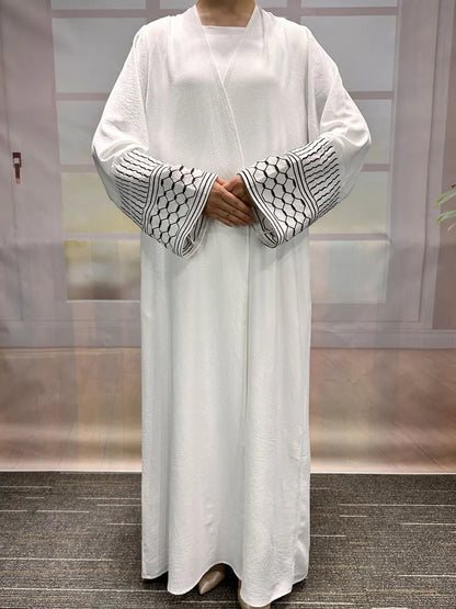 Embroidery Open Modest Kimono Abaya Dubai Luxury Islam Muslim Kaftan Modal Dress Arabic Abayas Women Kebaya Robe Femme Musulmane