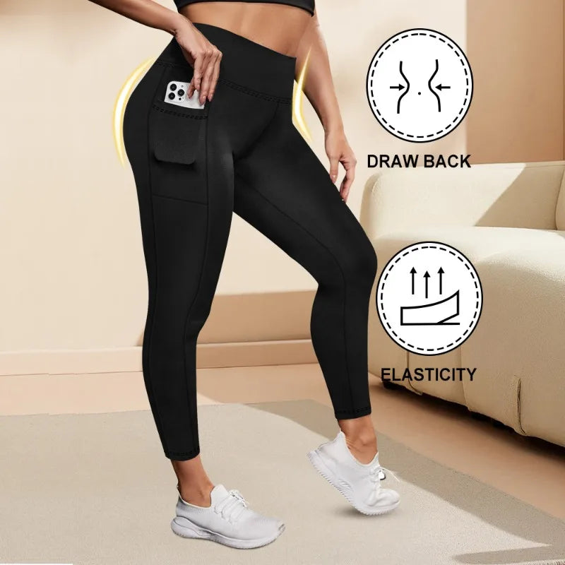 Women's High-Waisted Yoga Pants Plus Size Butt-Lifting Workout Leggings with Pockets Elastic Activewear for Gym & Running.