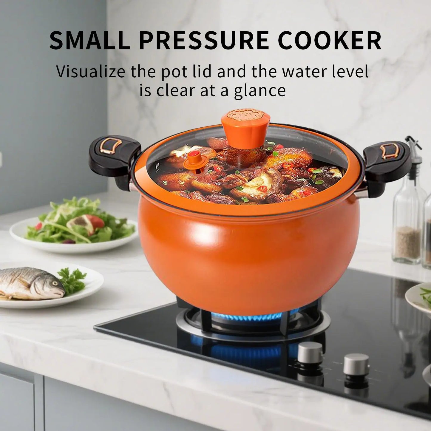 Pressure Pot Fast Cooking Cookware Non-Stick Pressure Cooker With Clear Lid For Boil Food Soup Stew Home Induction Stoves.