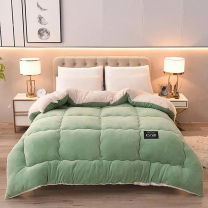 Lamb Velvet Winter Quilt Machine Washable Soft and Warm Blanket Spring and Autumn Quilt Super Warm Bedding Queen Comforter 겨울 이불