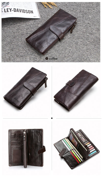 Contact's 100% Genuine Leather Wallet Women Long Coin Purse Hasp Design Clutch Bags Name Engraving Card Holder Wallets Cartera