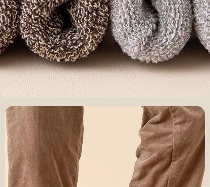 5 pairs of men's mid-calf thick winter fleece-lined thermal terry socks, blended cashmere solid color towel socks