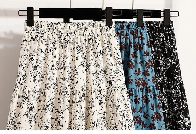 Zjaiss Autumn 2025 Floral Pleated A- Line Skirt Vintage Draped Elegant Chinese Style Women's Half-length Skirts With Lining.