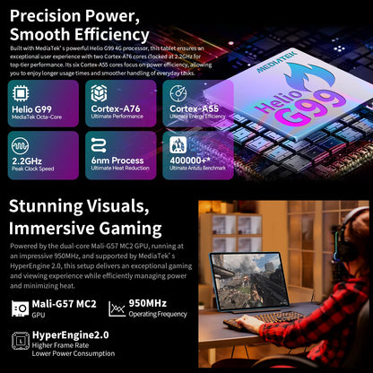 Teclast T70 14" Tablet Android 15 MTK G99 CPU Max 20GB (8GB+12GB Expansion) RAM 256GB ROM 4G LTE 10000mAh 18W Fast Charging GPS.