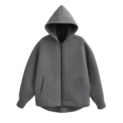 2024 Winter Neue frauen Zipper Hoodie High Street Unisex stil Doppel Taschen Oversize Lose Sweatshirts Oberbekleidung Top CYXX 073.