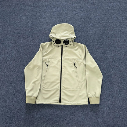 2025 Italian CC Glass Black Button Brand Style Men's Fleece-lined Windbreaker Jacket Zippered Suitable For Outdoor Sports Hoodie.