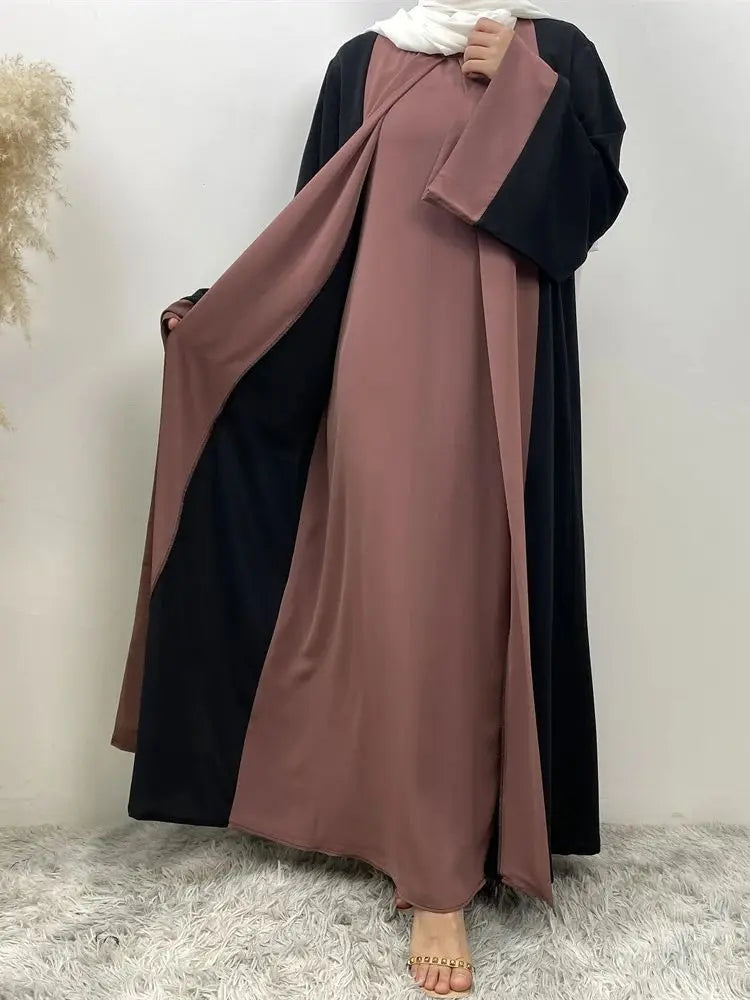 Ramadan Eid Muslimischen Abaya Dubai Luxus Spleißen Gefälschte Zwei Stücke Abayas Für Frauen Kaftan Modest Kleid Islam Kaftan Marocain Femme