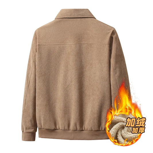 Winter New Arrival Corduroy Jacket Business Casual Windproof Thermal Fleece-Lined Thickened Collared Cotton Coat Fashionable.